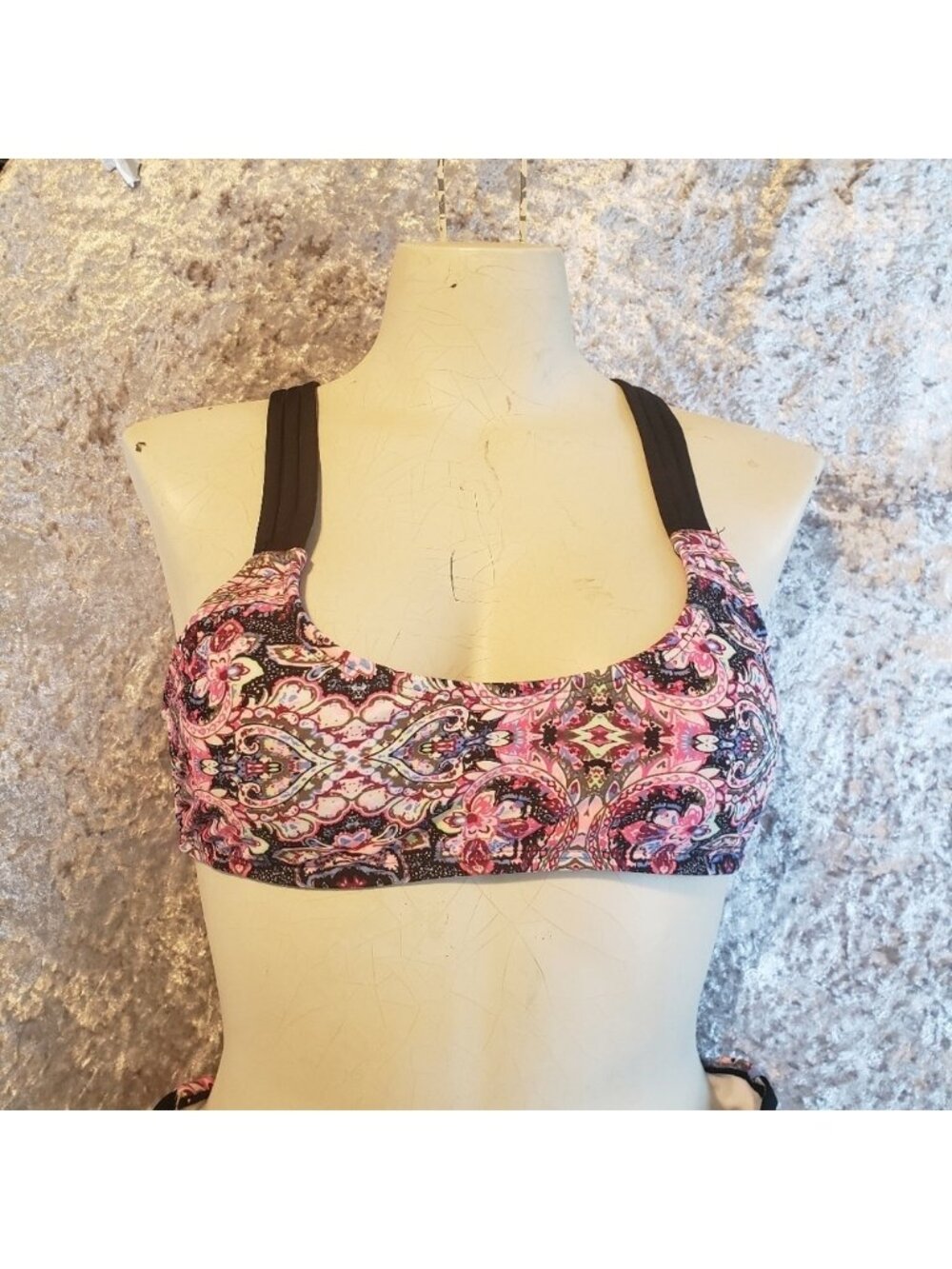 Endless Sun Pink Paisley Strappy Sporty Bikini Swim Swimsuit Travel Beach M3dium - Picture 2 of 8